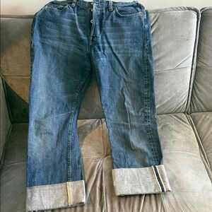 Replay Women's Dark Indigo Boyfriend Jeans with Rolled Cuffs